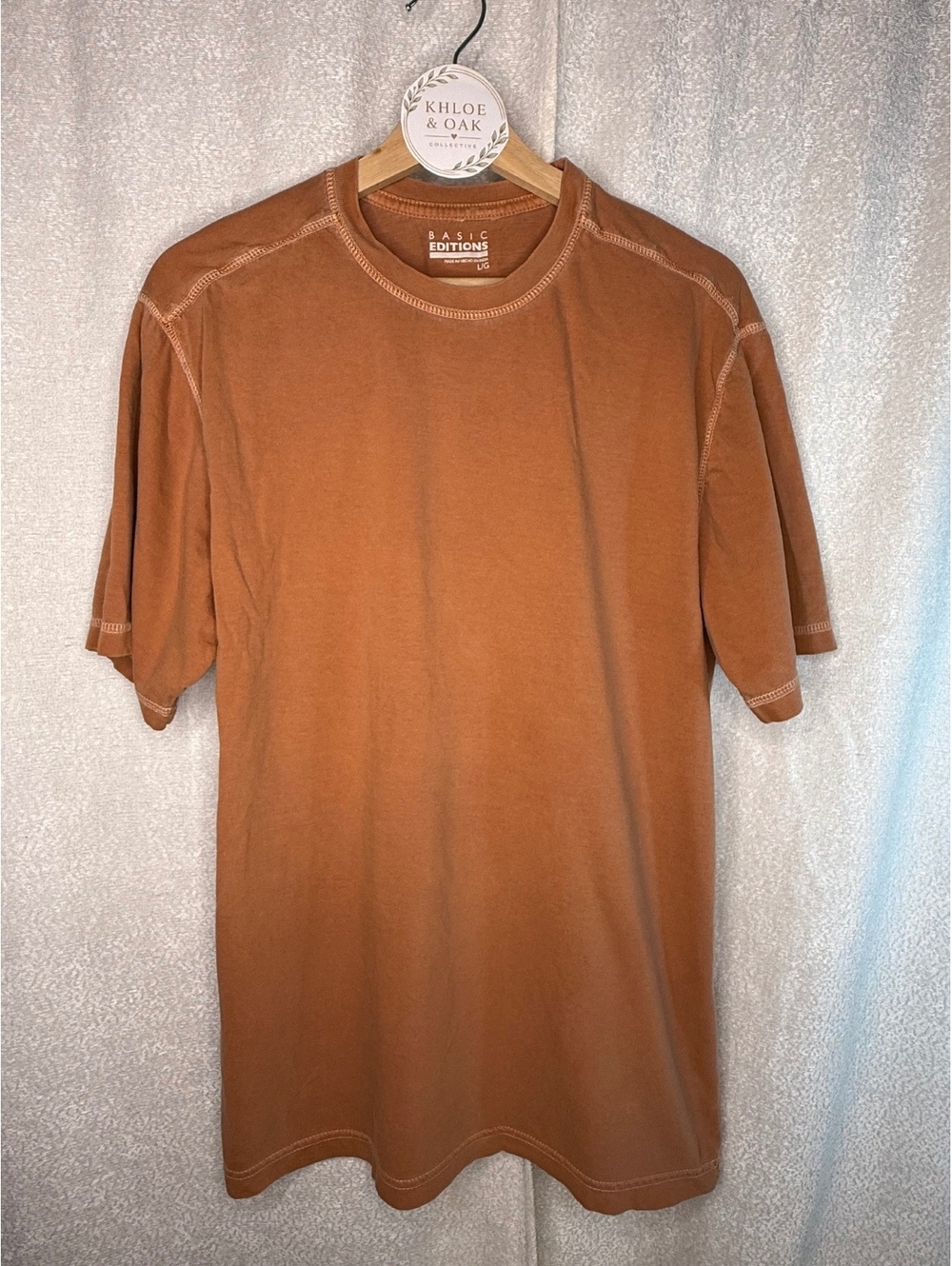Basic Editions Men's Large Rust Orange Short Sleeve T-Shirt